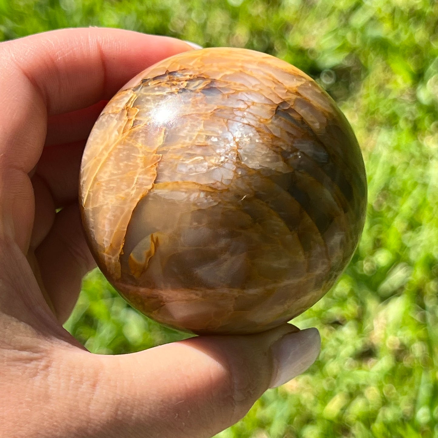 Peach Moonstone Crystal Sphere w/ Flash