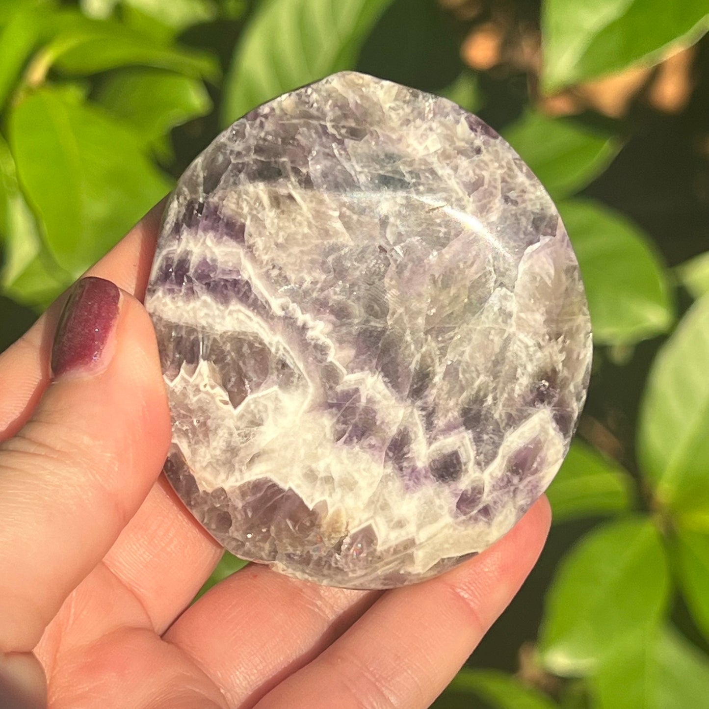 Chevron Amethyst Crystal Palm Stone