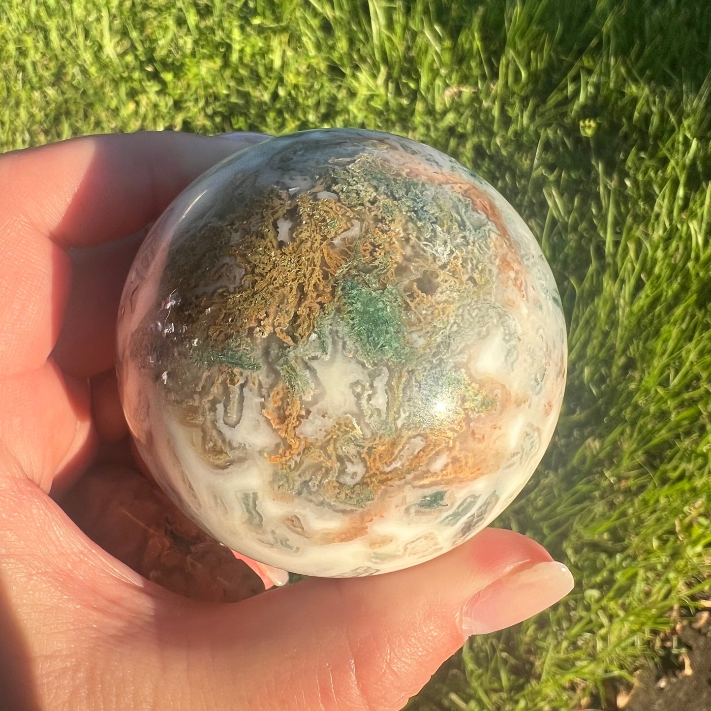 Moss Agate Crystal Sphere