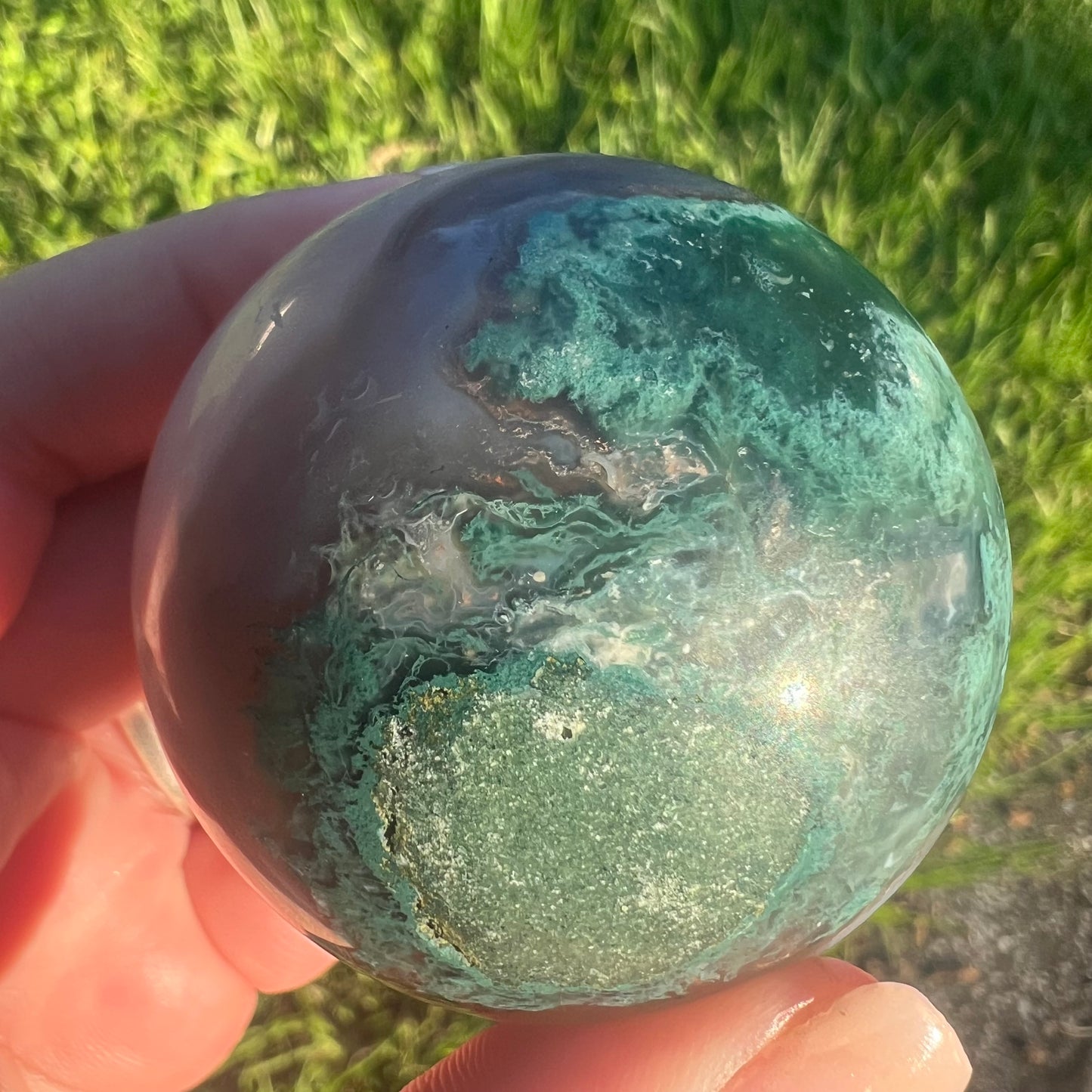 Moss Agate Crystal Sphere