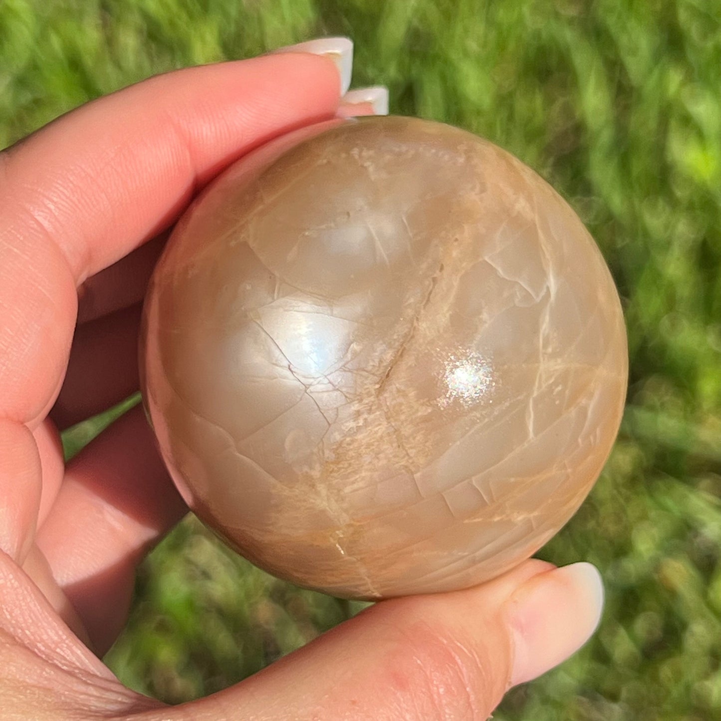 Peach Moonstone Crystal Sphere w/ Flash