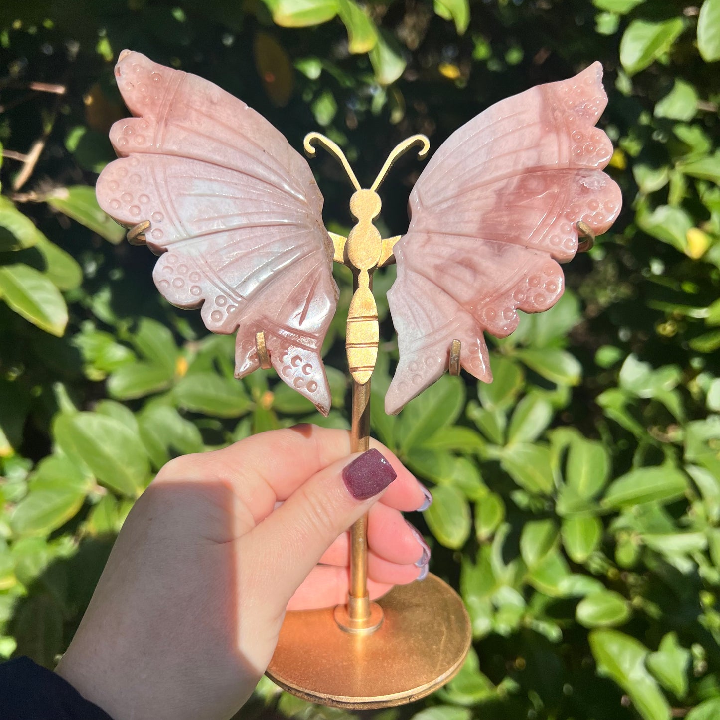 Pink Amethyst Crystal Wings Carving