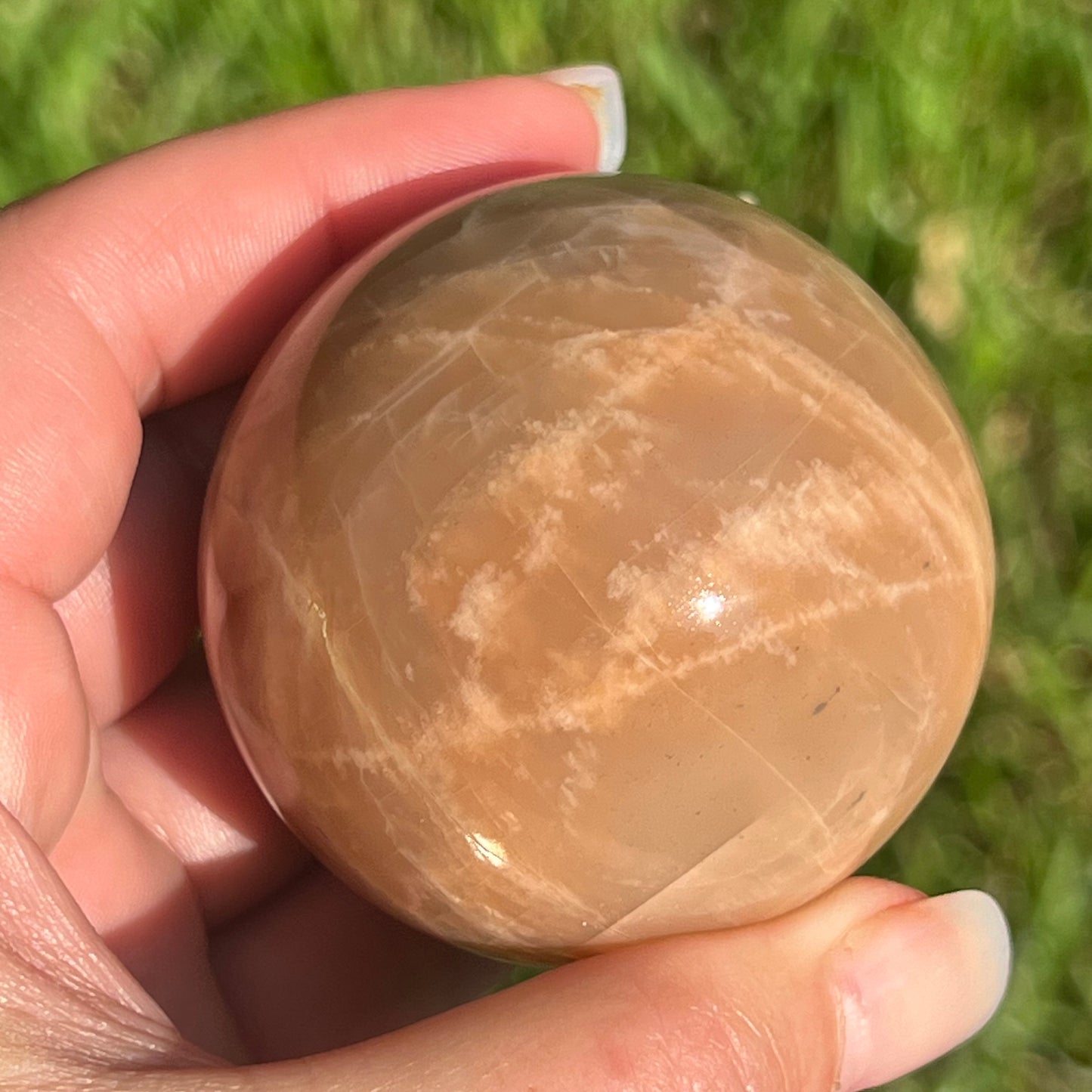 Peach Moonstone Crystal Sphere w/ Flash