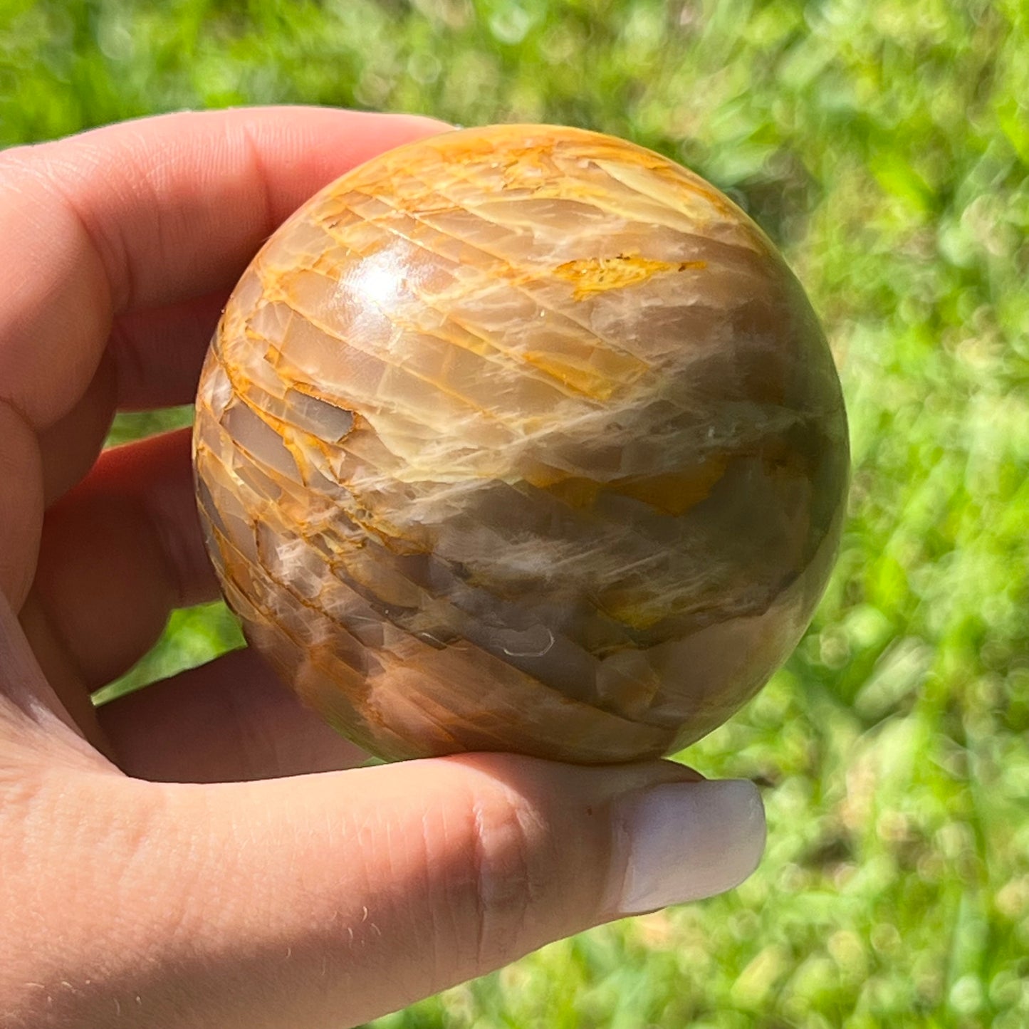 Peach Moonstone Crystal Sphere w/ Flash