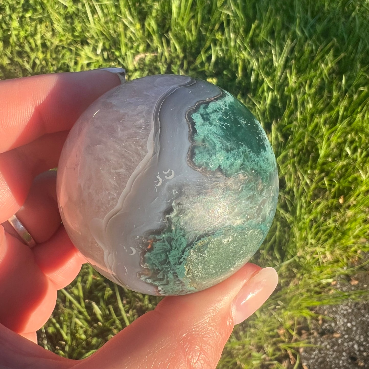 Moss Agate Crystal Sphere