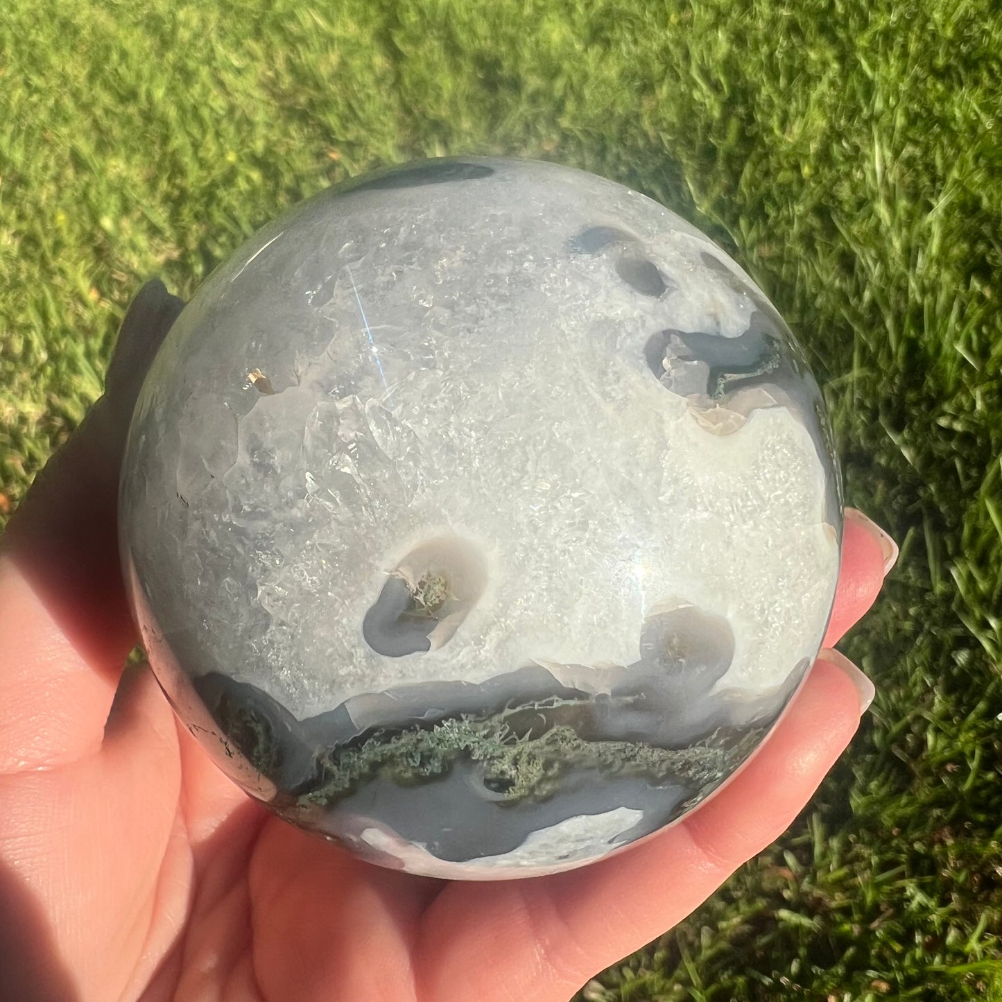 Moss Agate Crystal Sphere