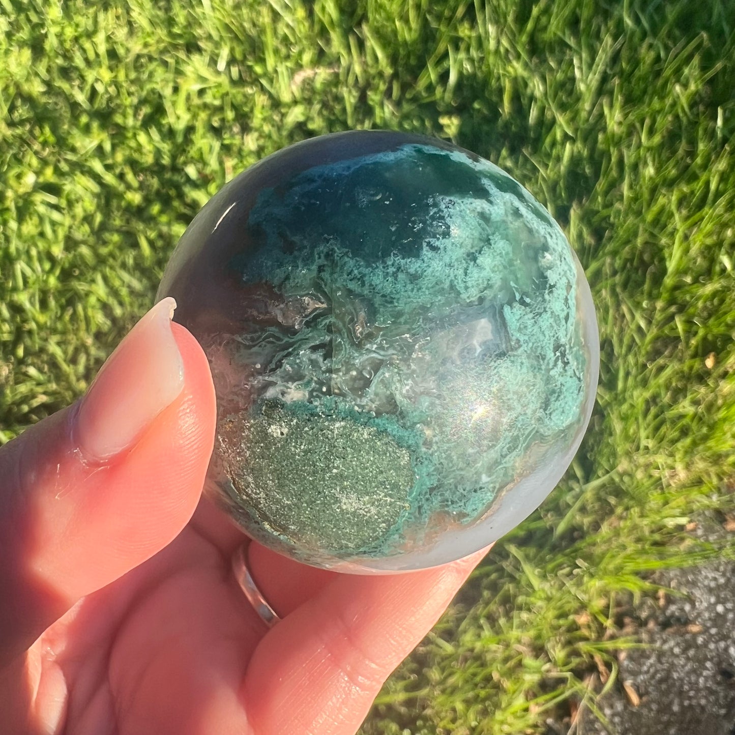 Moss Agate Crystal Sphere