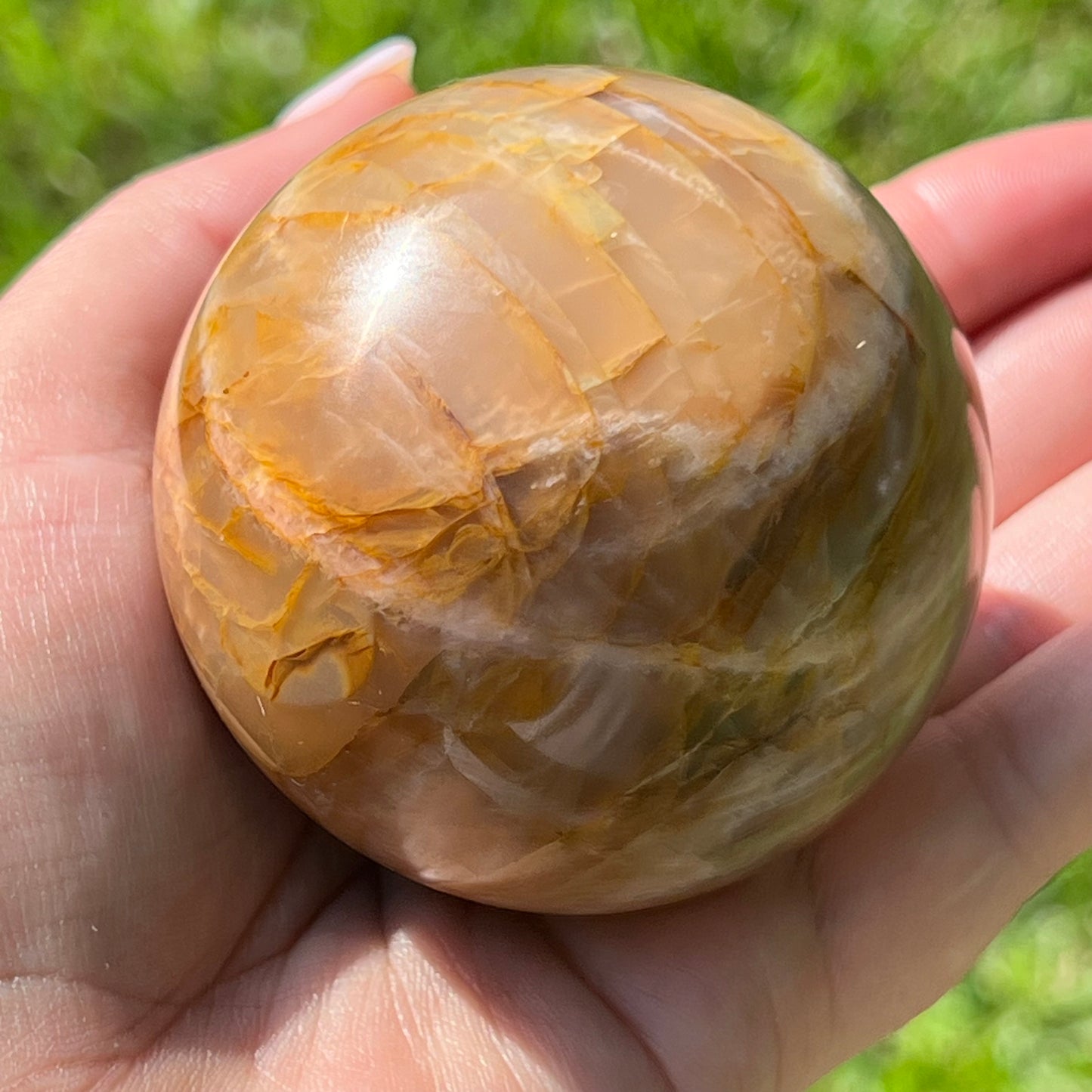 Peach Moonstone Crystal Sphere w/ Flash