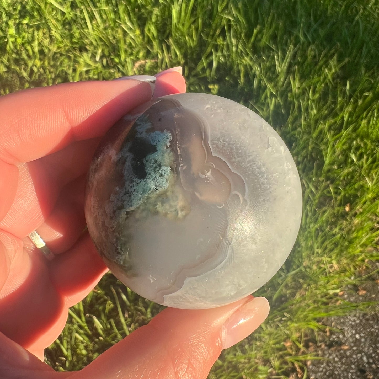 Moss Agate Crystal Sphere