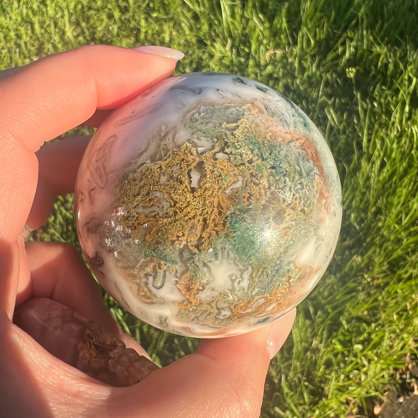 Moss Agate Crystal Sphere