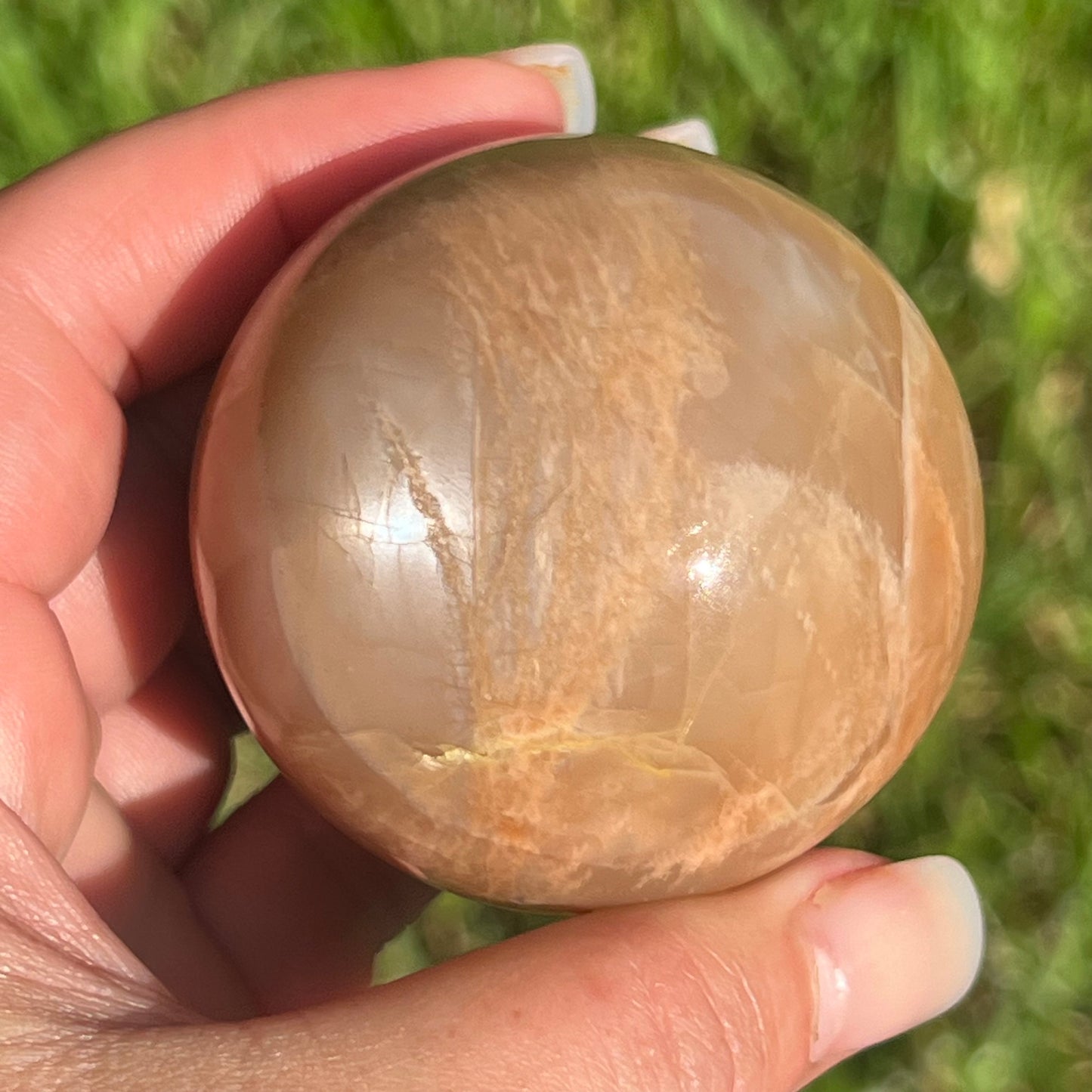 Peach Moonstone Crystal Sphere w/ Flash