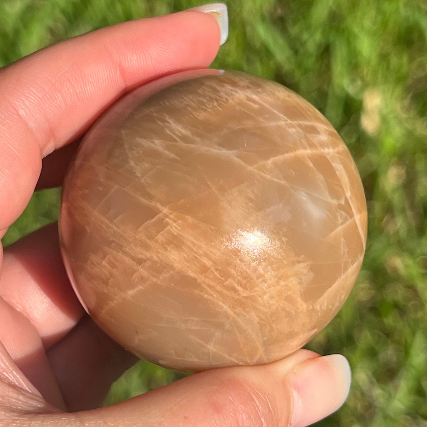 Peach Moonstone Crystal Sphere w/ Flash