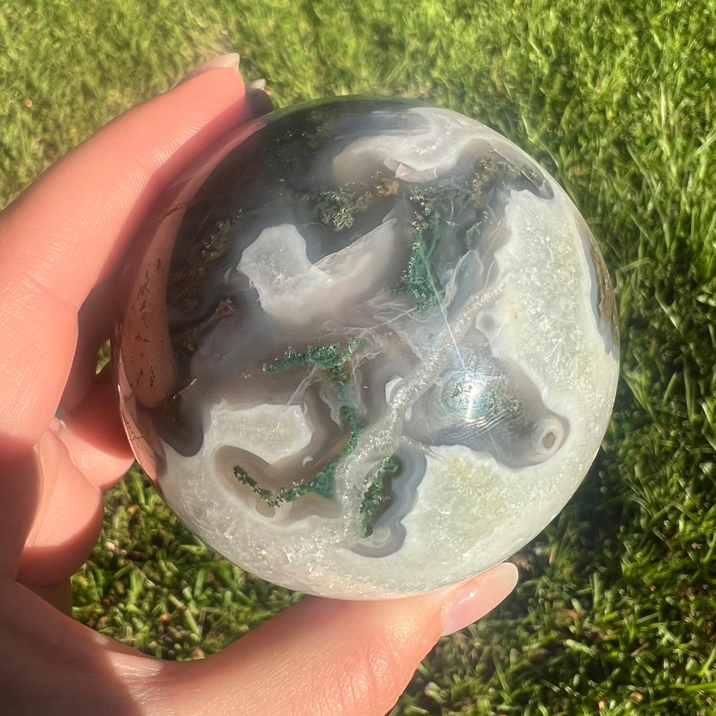 Moss Agate Crystal Sphere