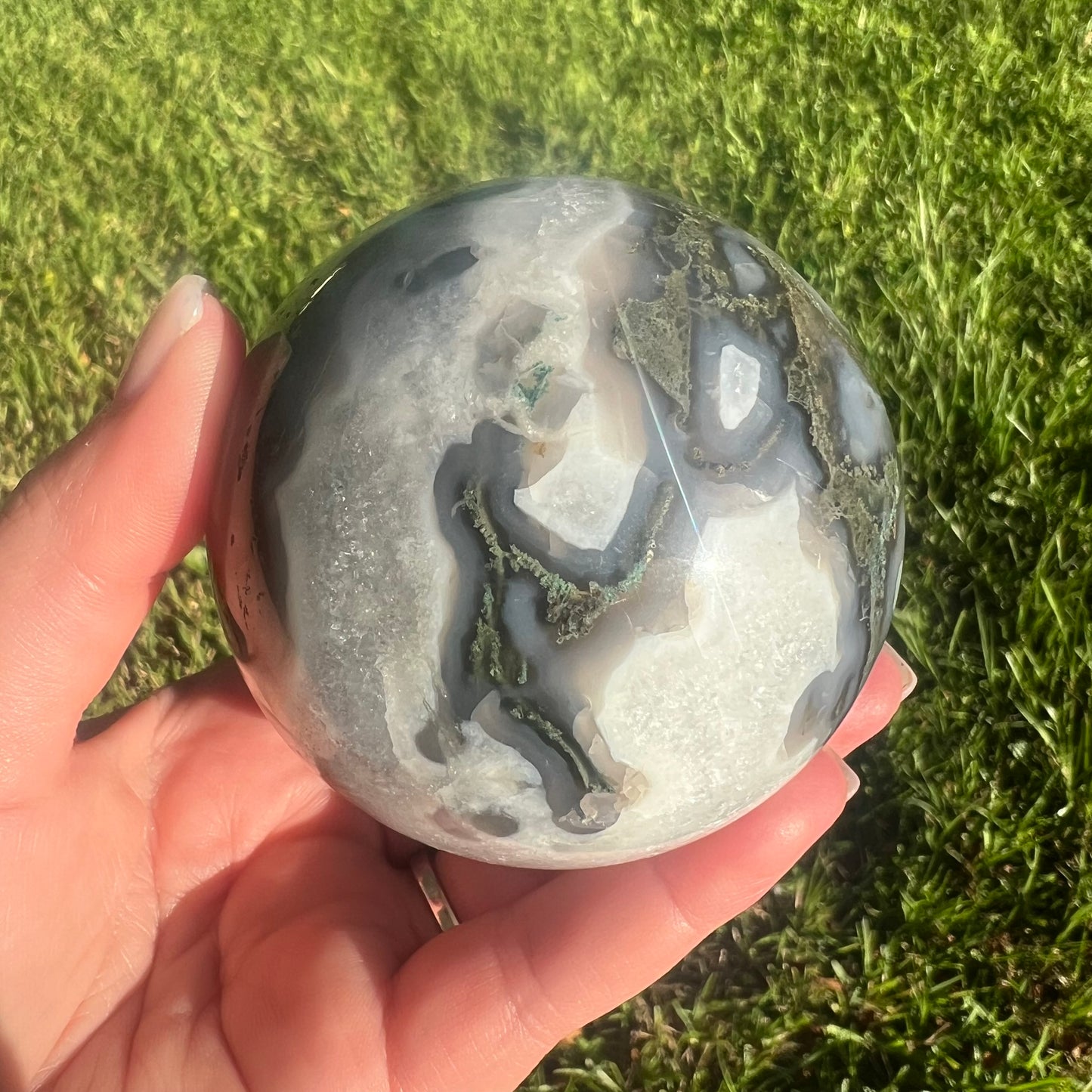 Moss Agate Crystal Sphere