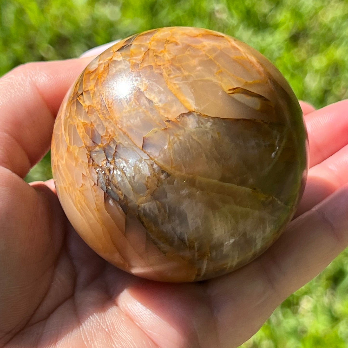 Peach Moonstone Crystal Sphere w/ Flash