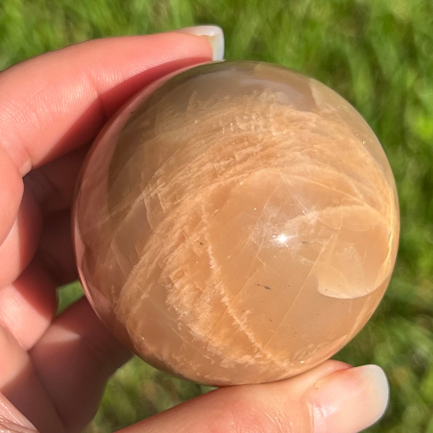 Peach Moonstone Crystal Sphere w/ Flash