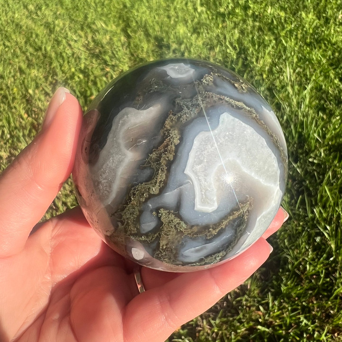 Moss Agate Crystal Sphere