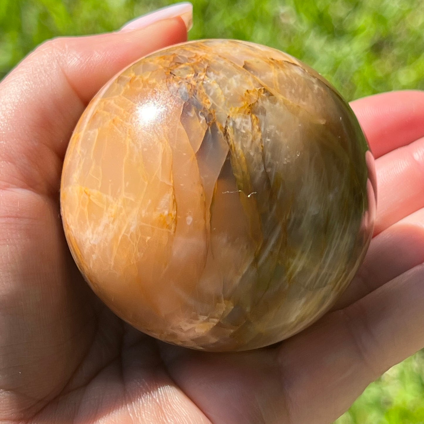 Peach Moonstone Crystal Sphere w/ Flash