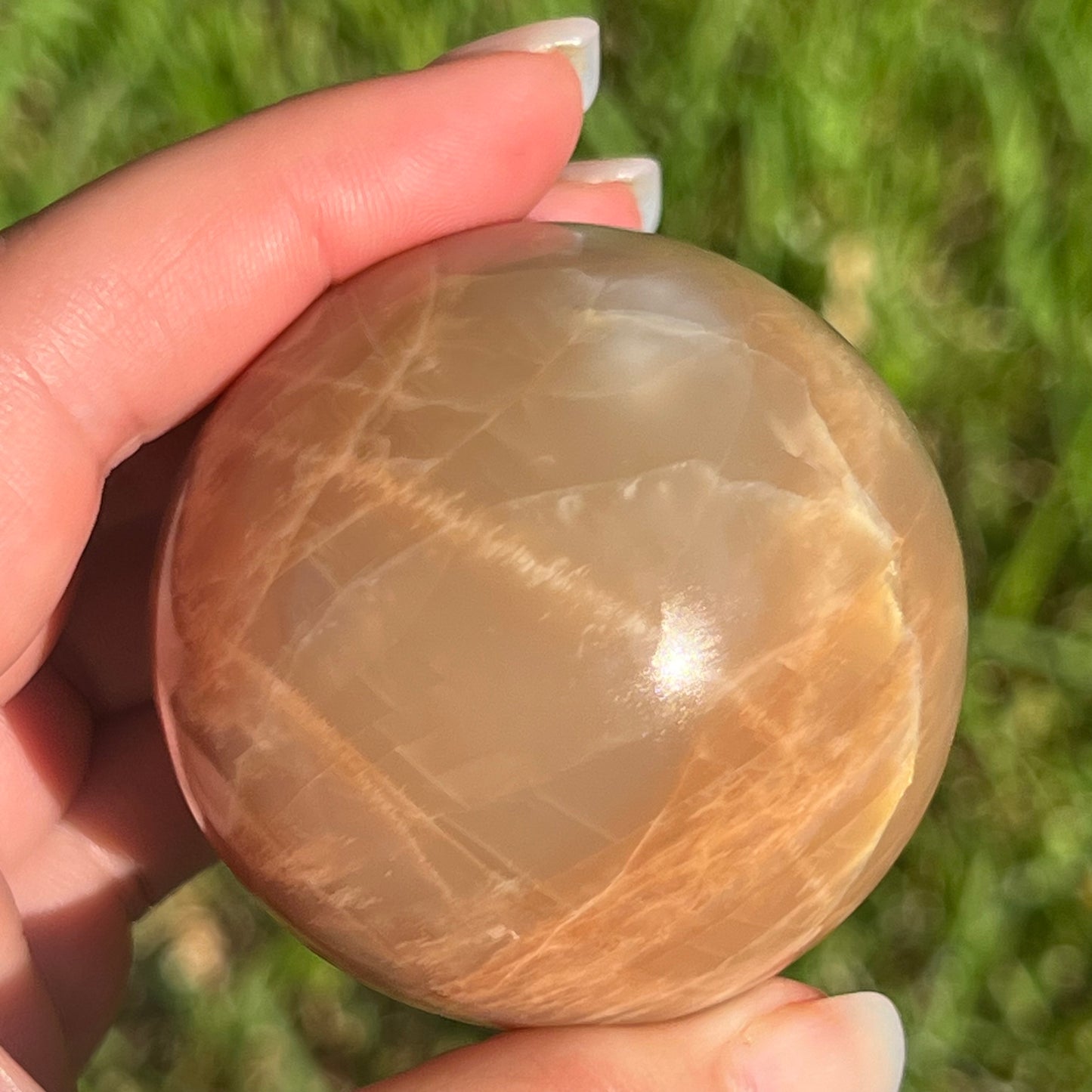 Peach Moonstone Crystal Sphere w/ Flash