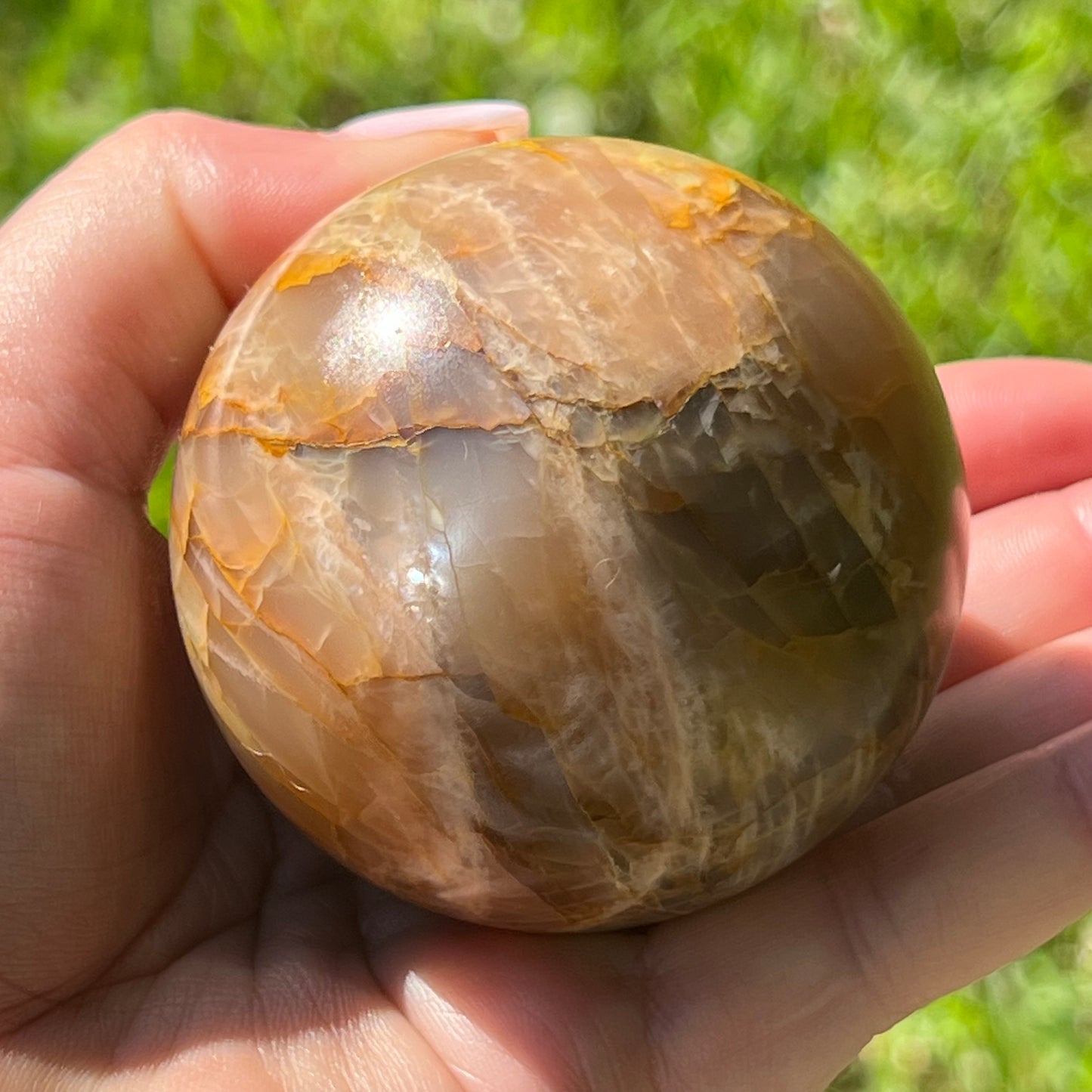 Peach Moonstone Crystal Sphere w/ Flash