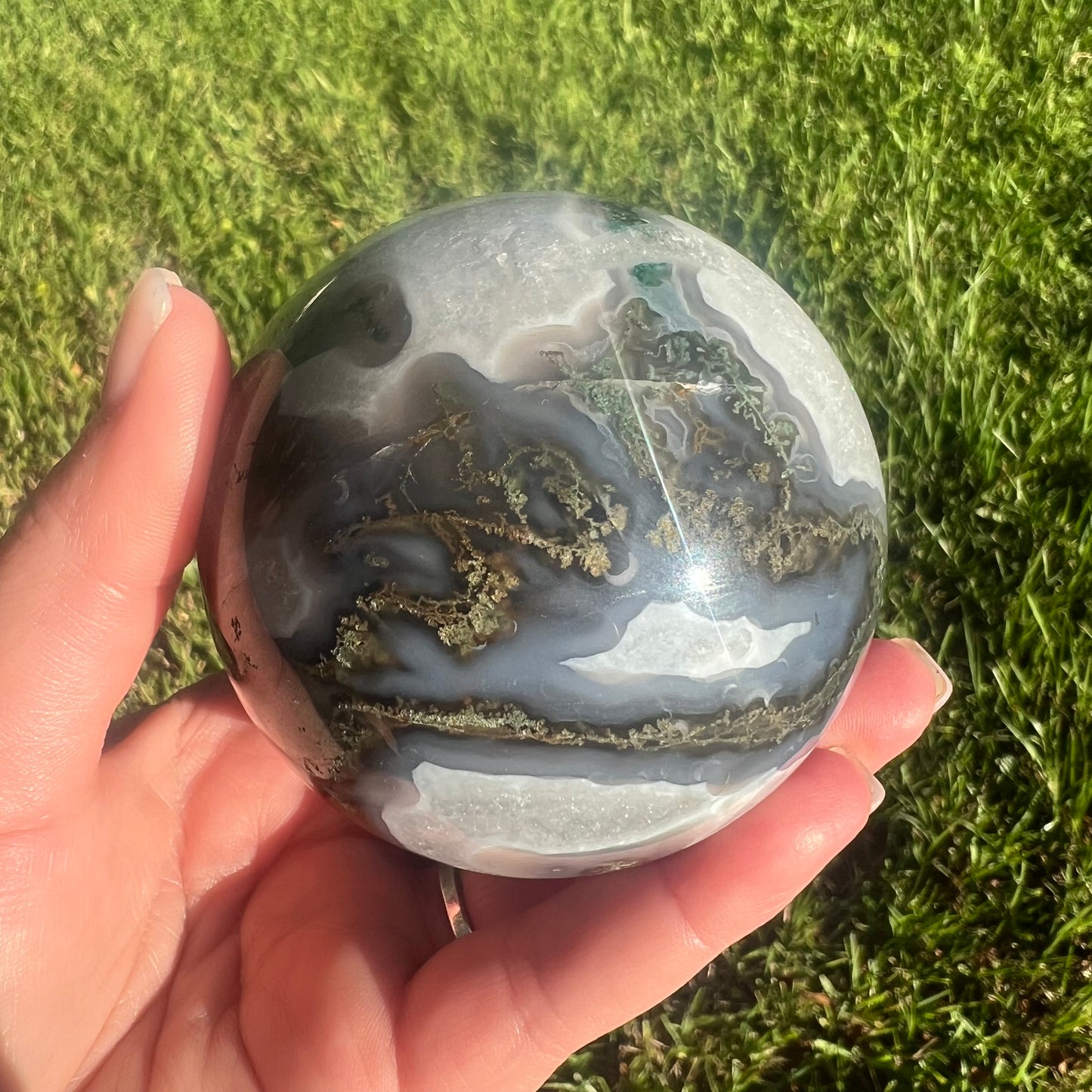 Moss Agate Crystal Sphere