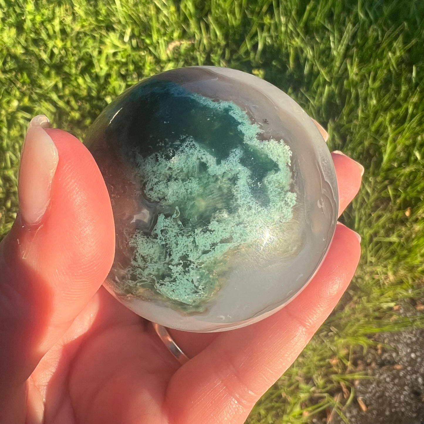 Moss Agate Crystal Sphere