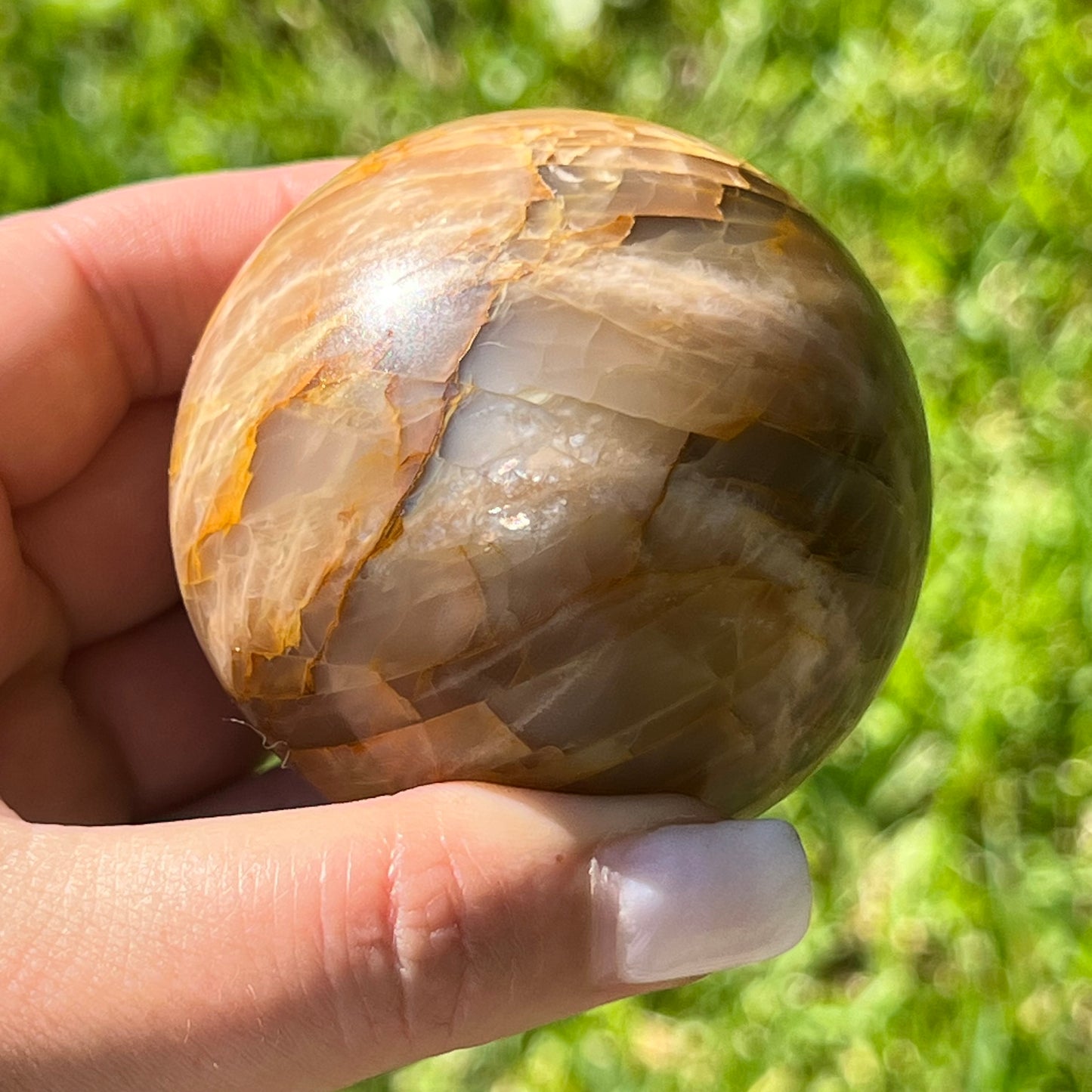 Peach Moonstone Crystal Sphere w/ Flash