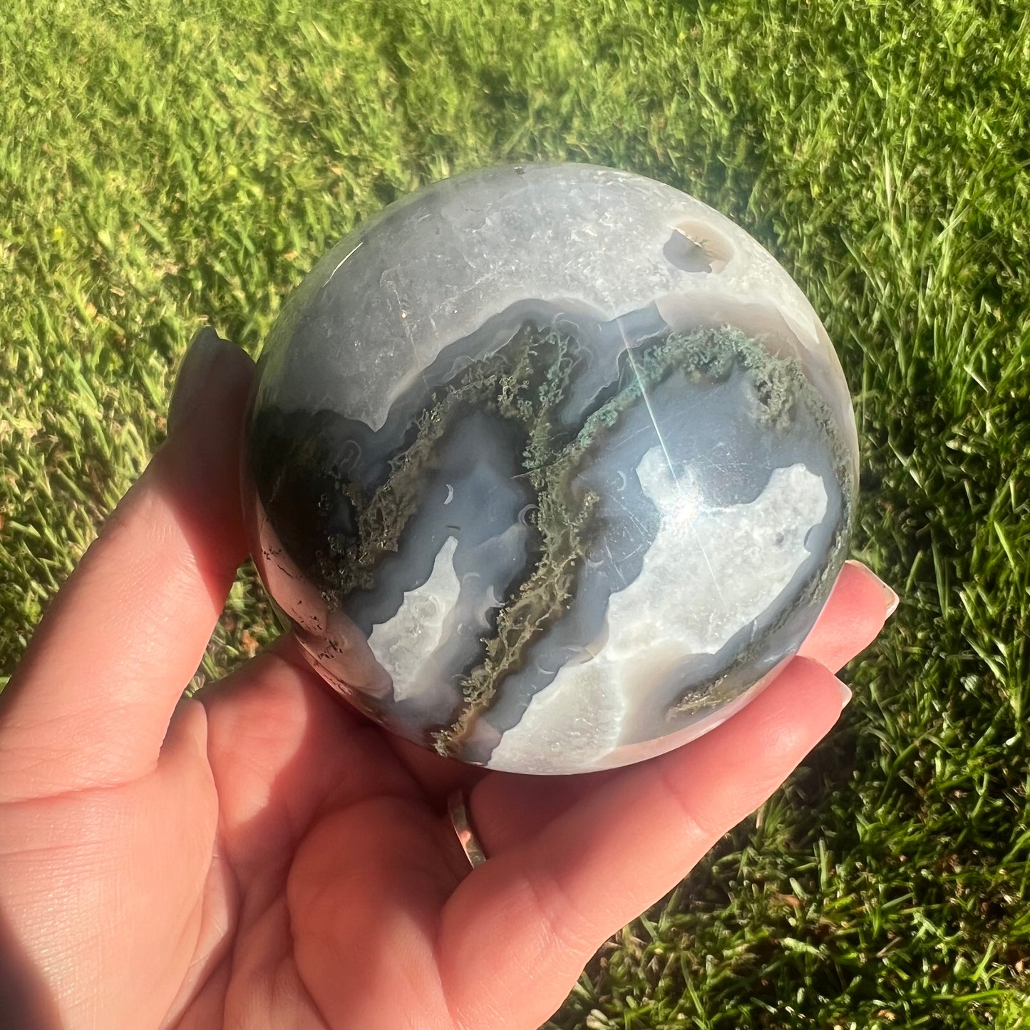 Moss Agate Crystal Sphere