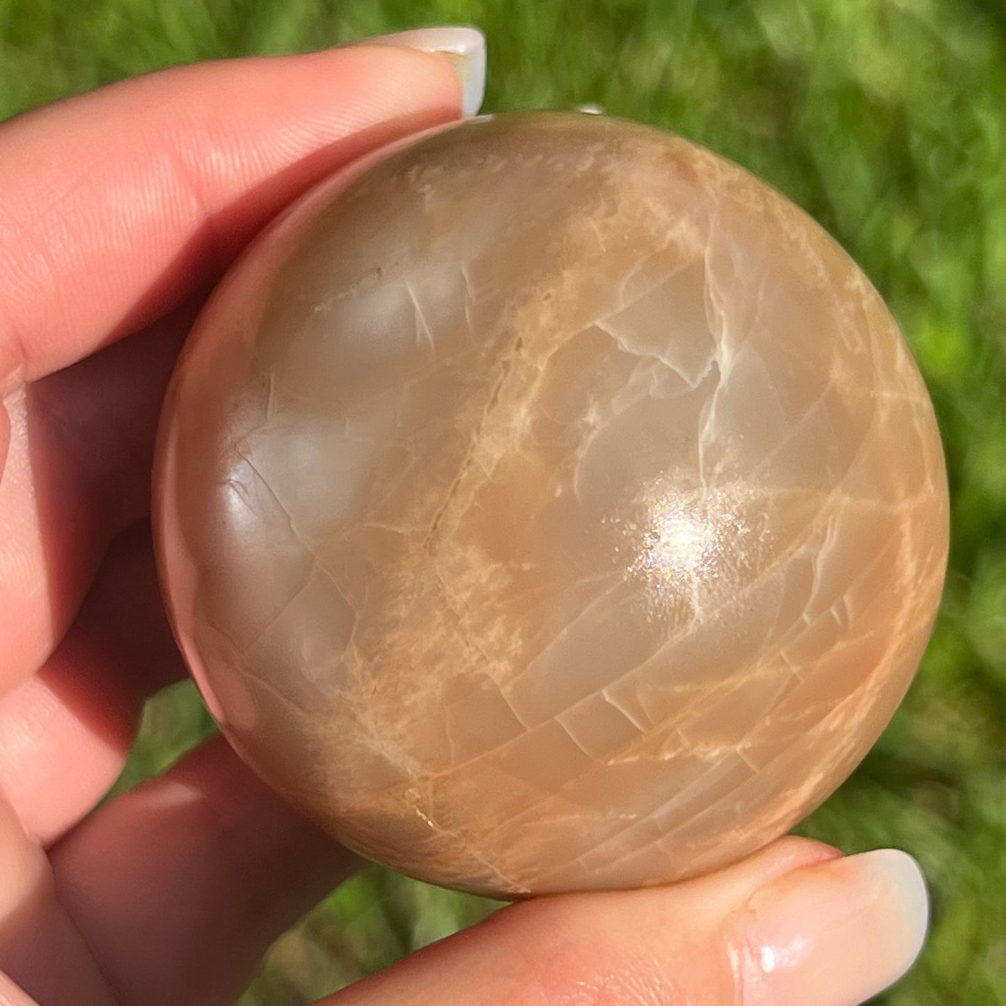 Peach Moonstone Crystal Sphere w/ Flash