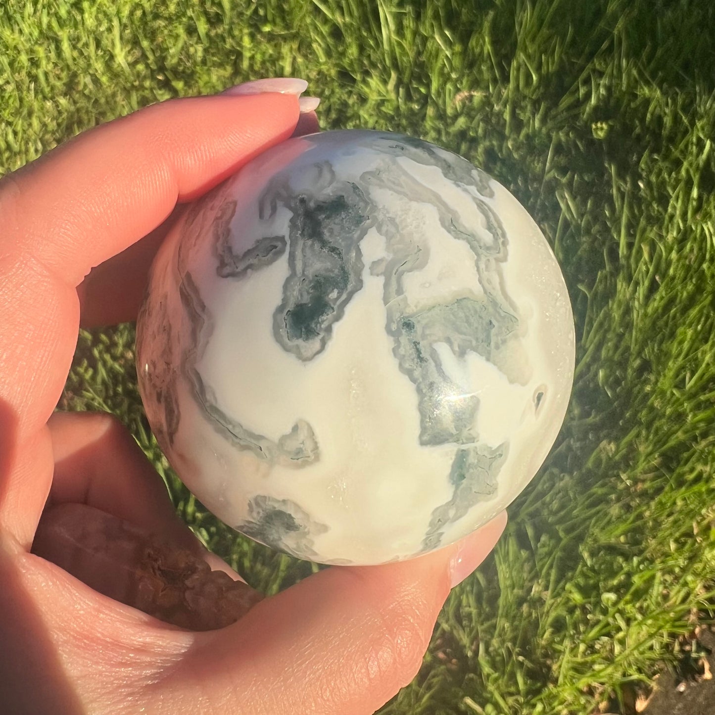 Moss Agate Crystal Sphere