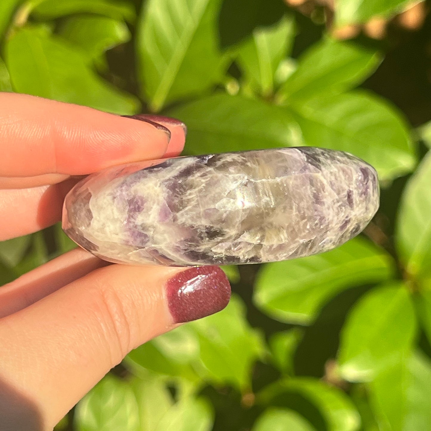 Chevron Amethyst Crystal Palm Stone