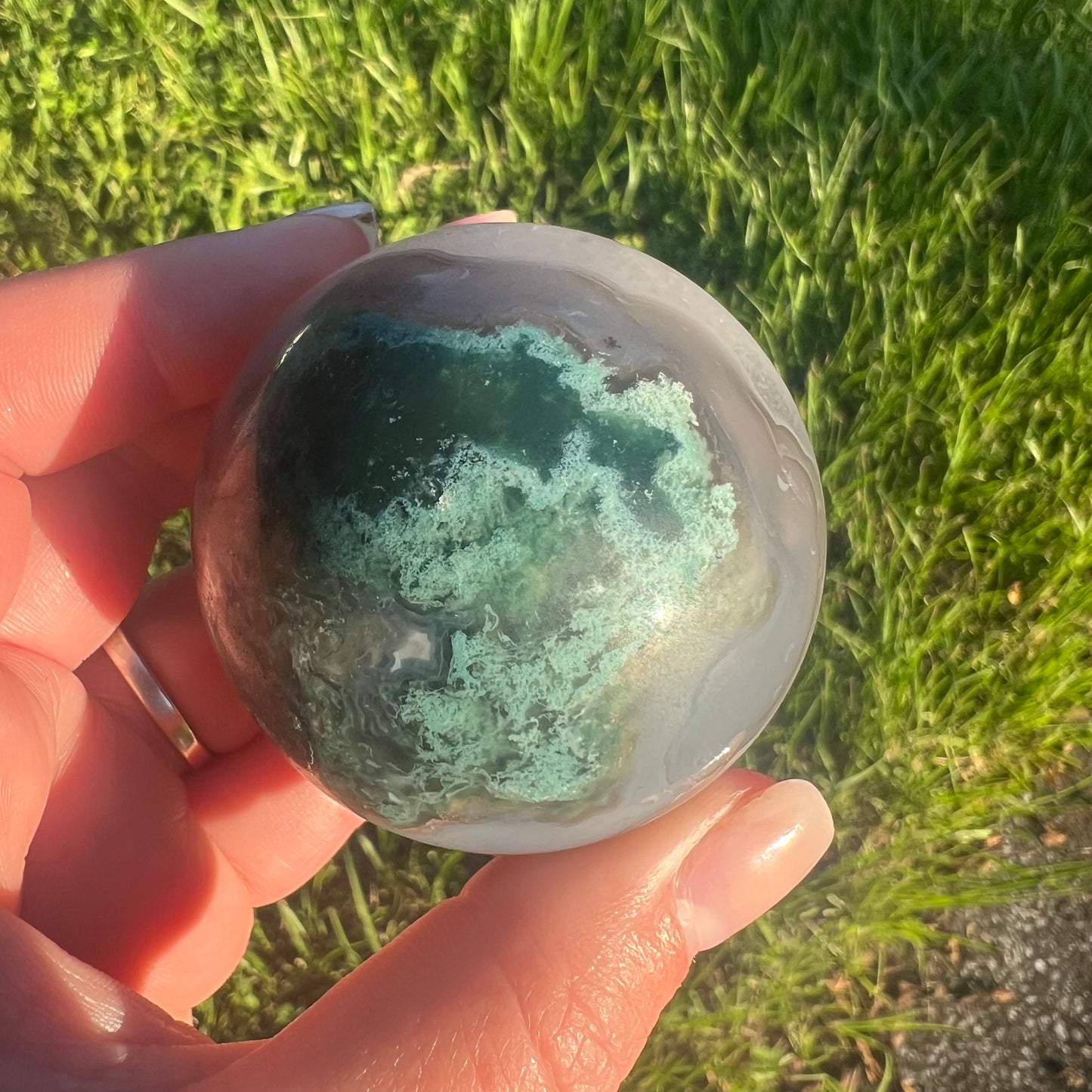 Moss Agate Crystal Sphere