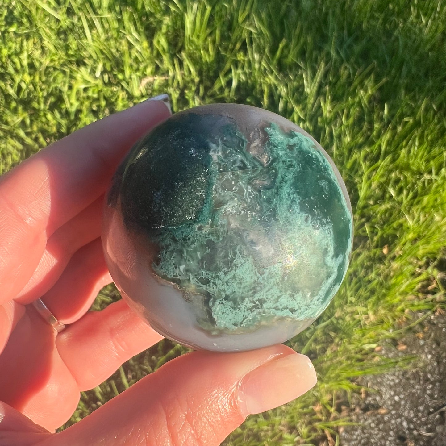 Moss Agate Crystal Sphere