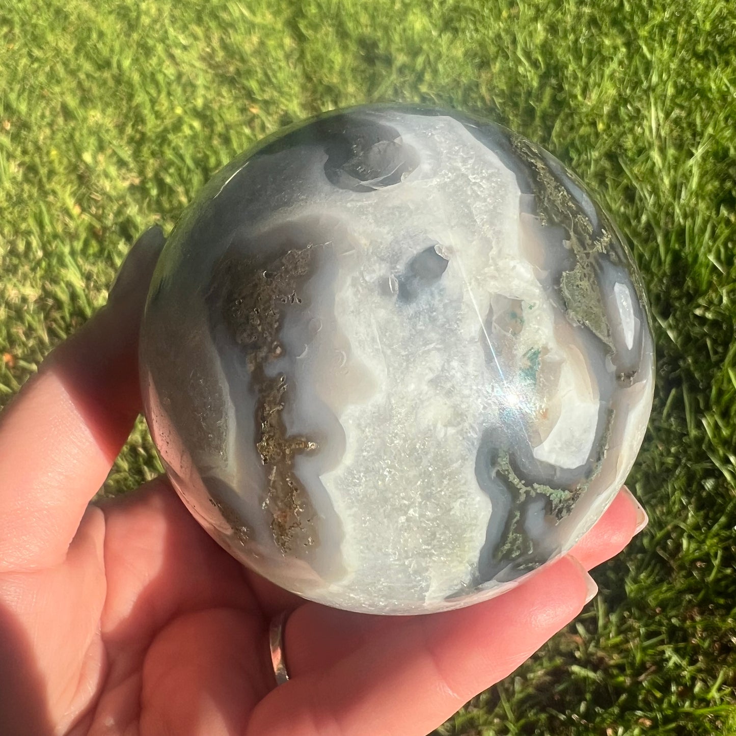 Moss Agate Crystal Sphere