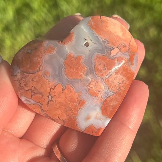 Pink Agate Crystal Heart Carving