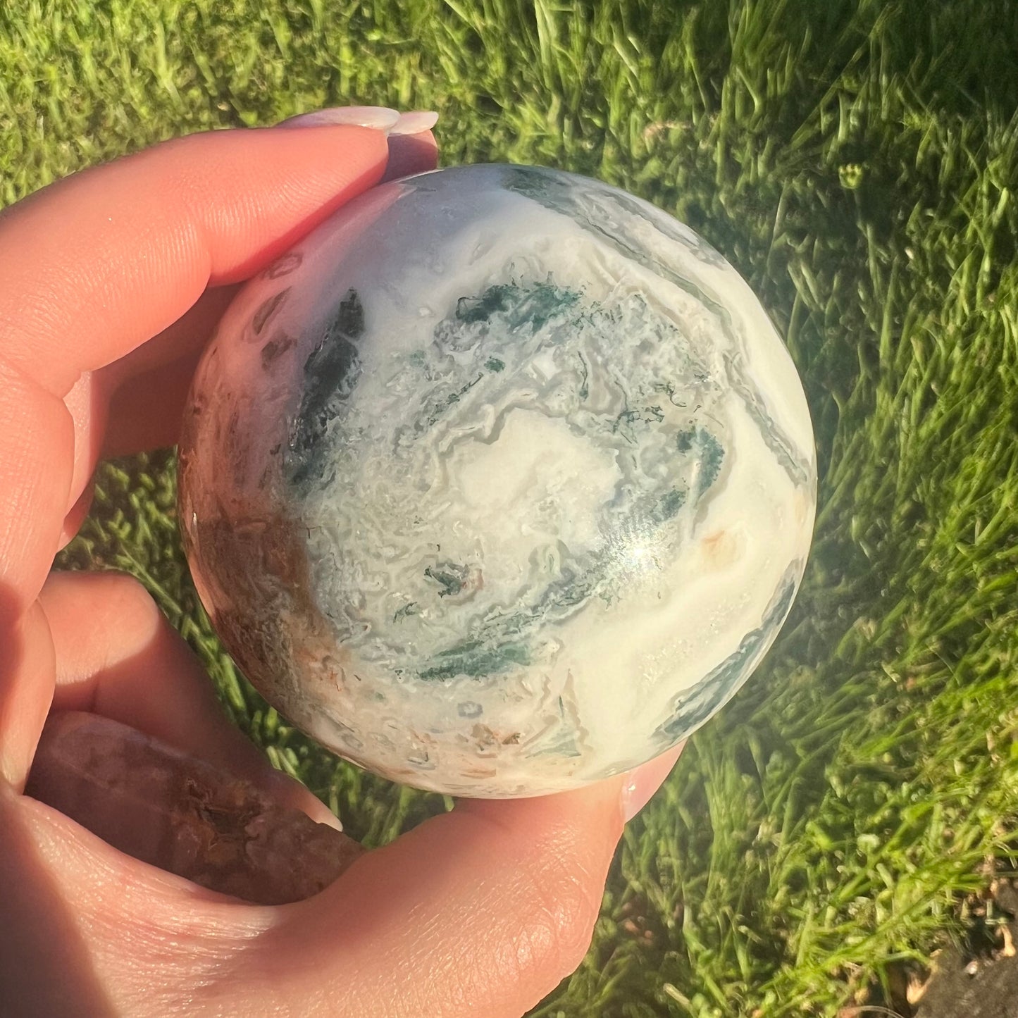 Moss Agate Crystal Sphere