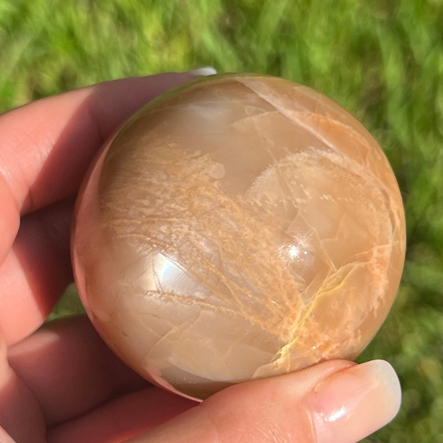 Peach Moonstone Crystal Sphere w/ Flash