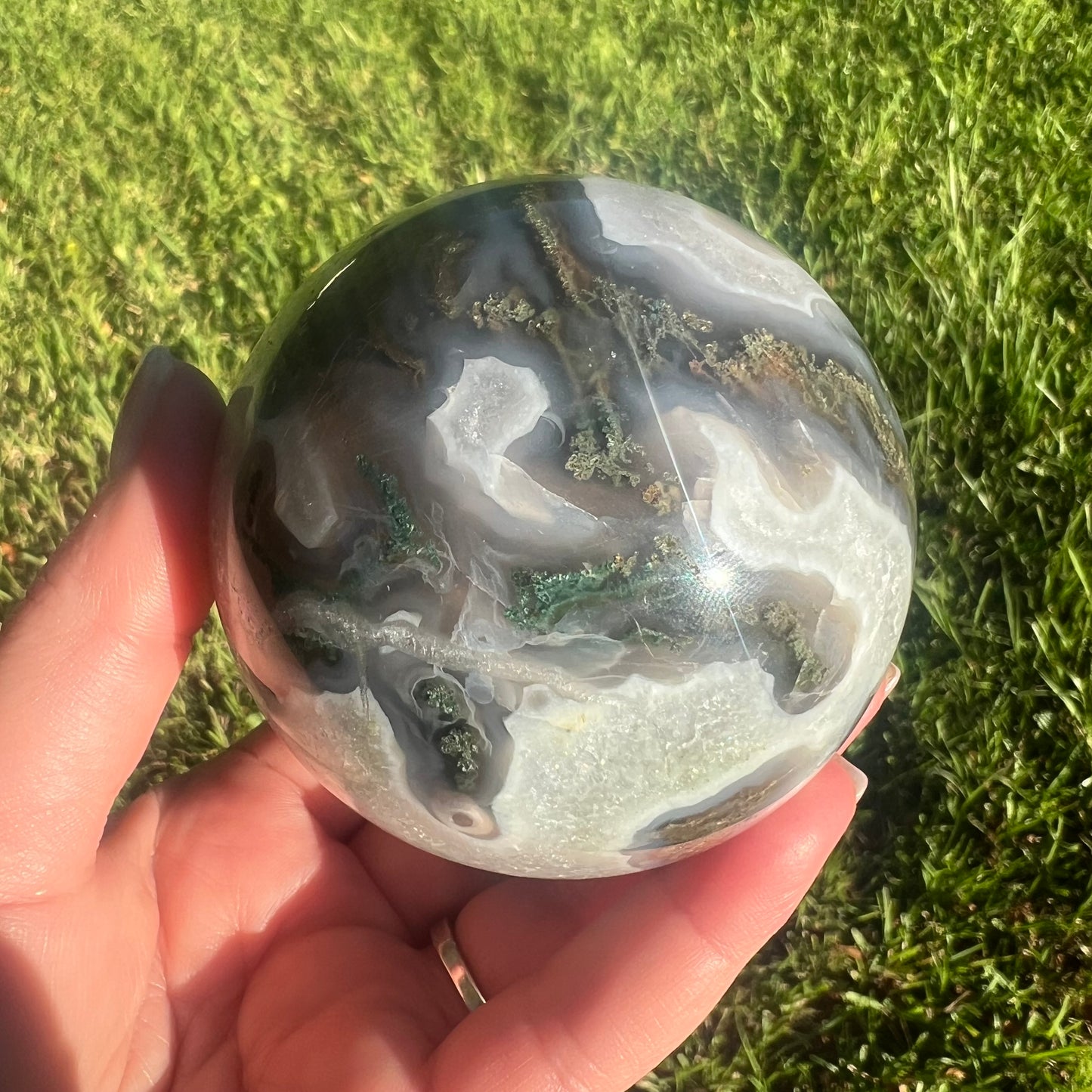 Moss Agate Crystal Sphere