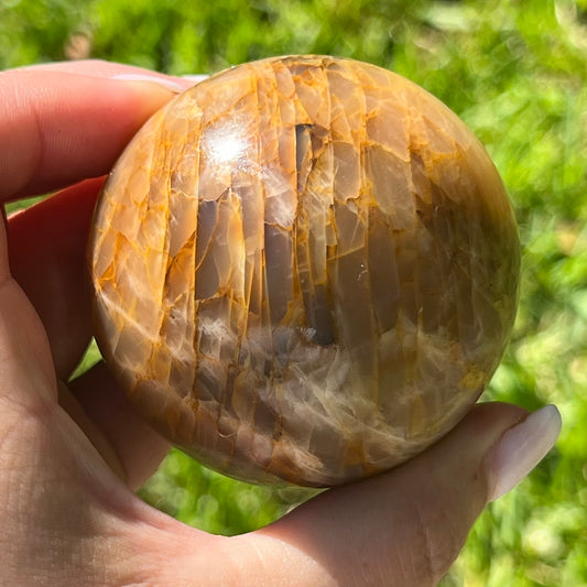 Peach Moonstone Crystal Sphere w/ Flash