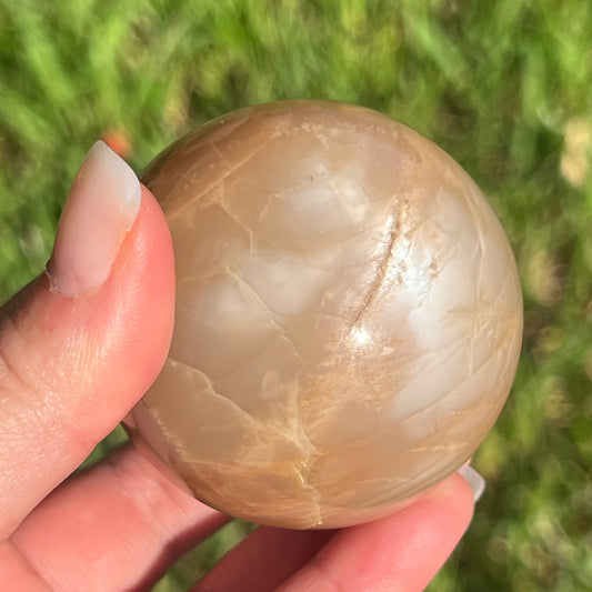 Peach Moonstone Crystal Sphere w/ Flash