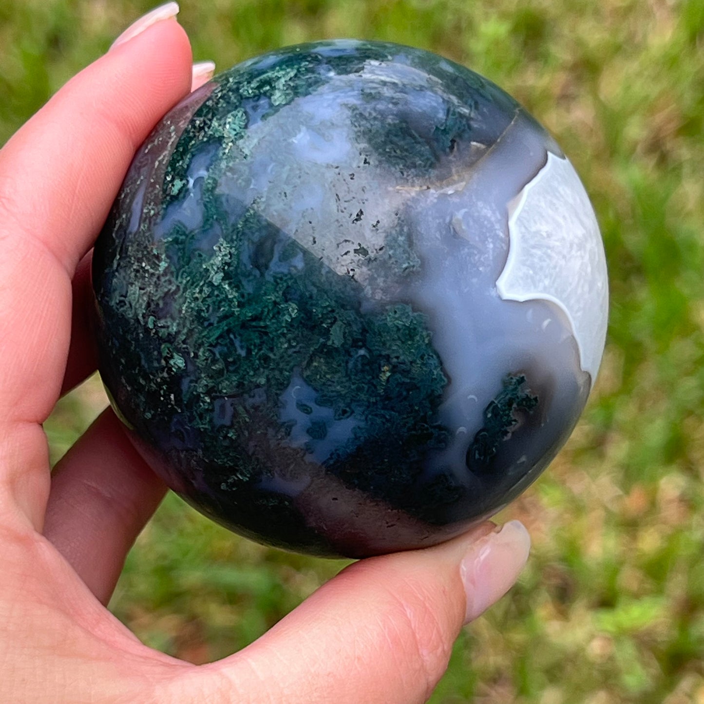 Moss Agate Crystal Sphere