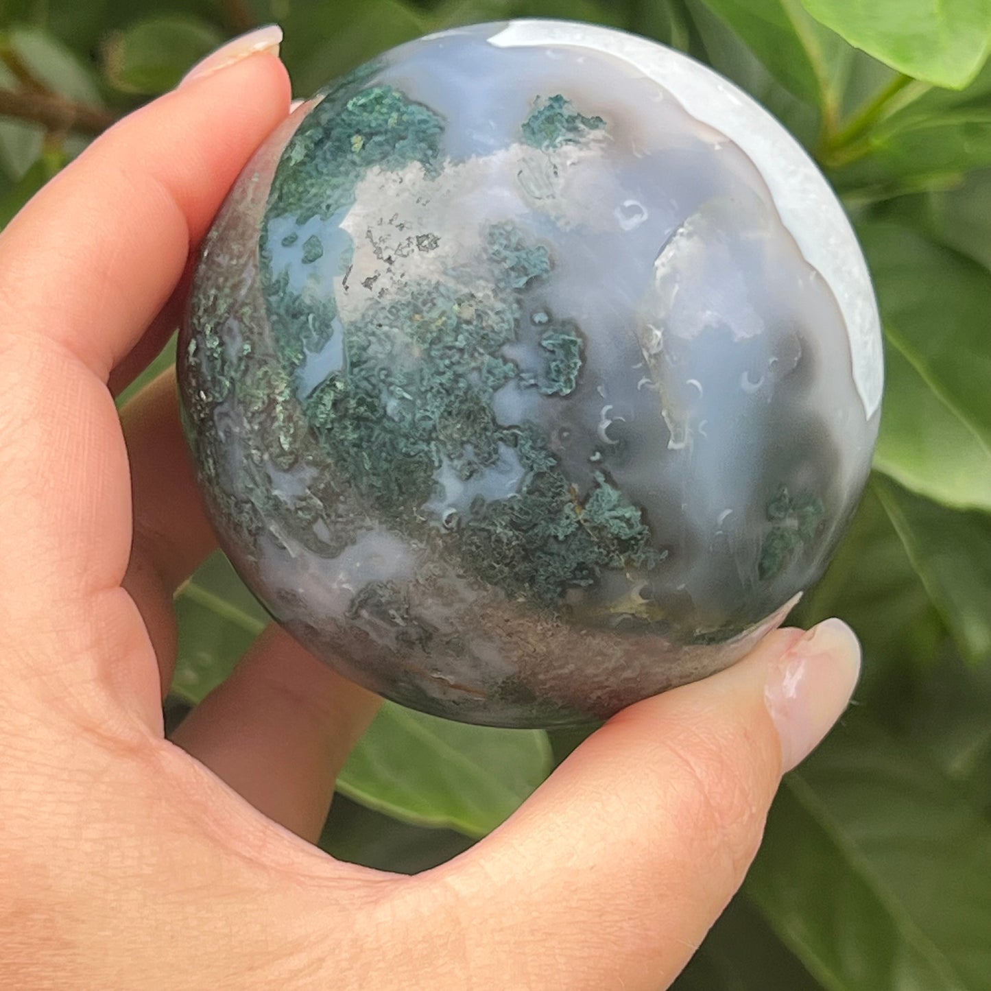 Moss Agate Crystal Sphere