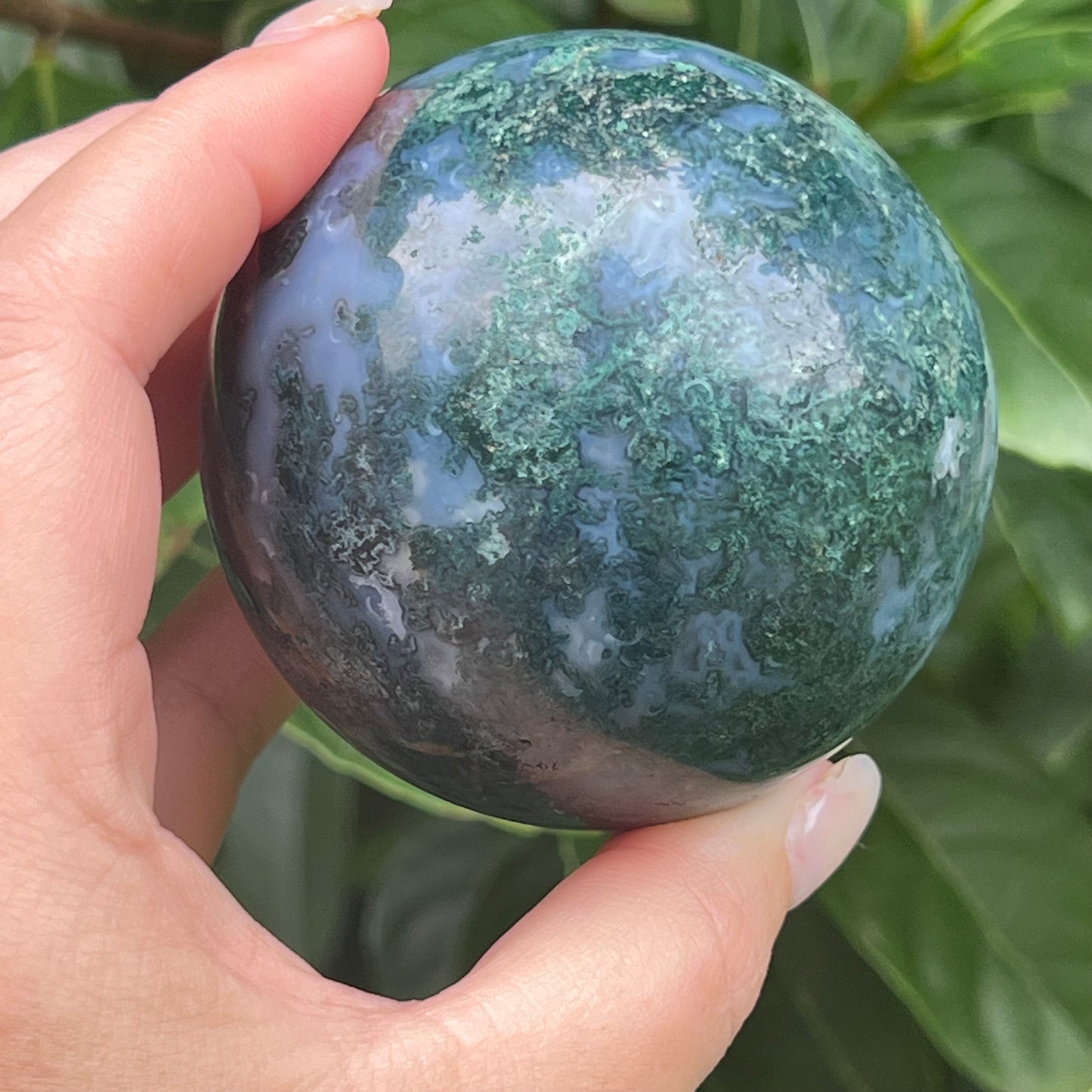 Moss Agate Crystal Sphere