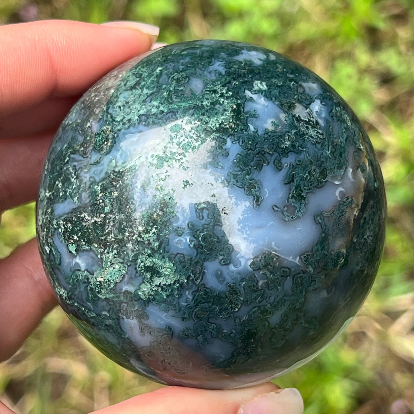 Moss Agate Crystal Sphere