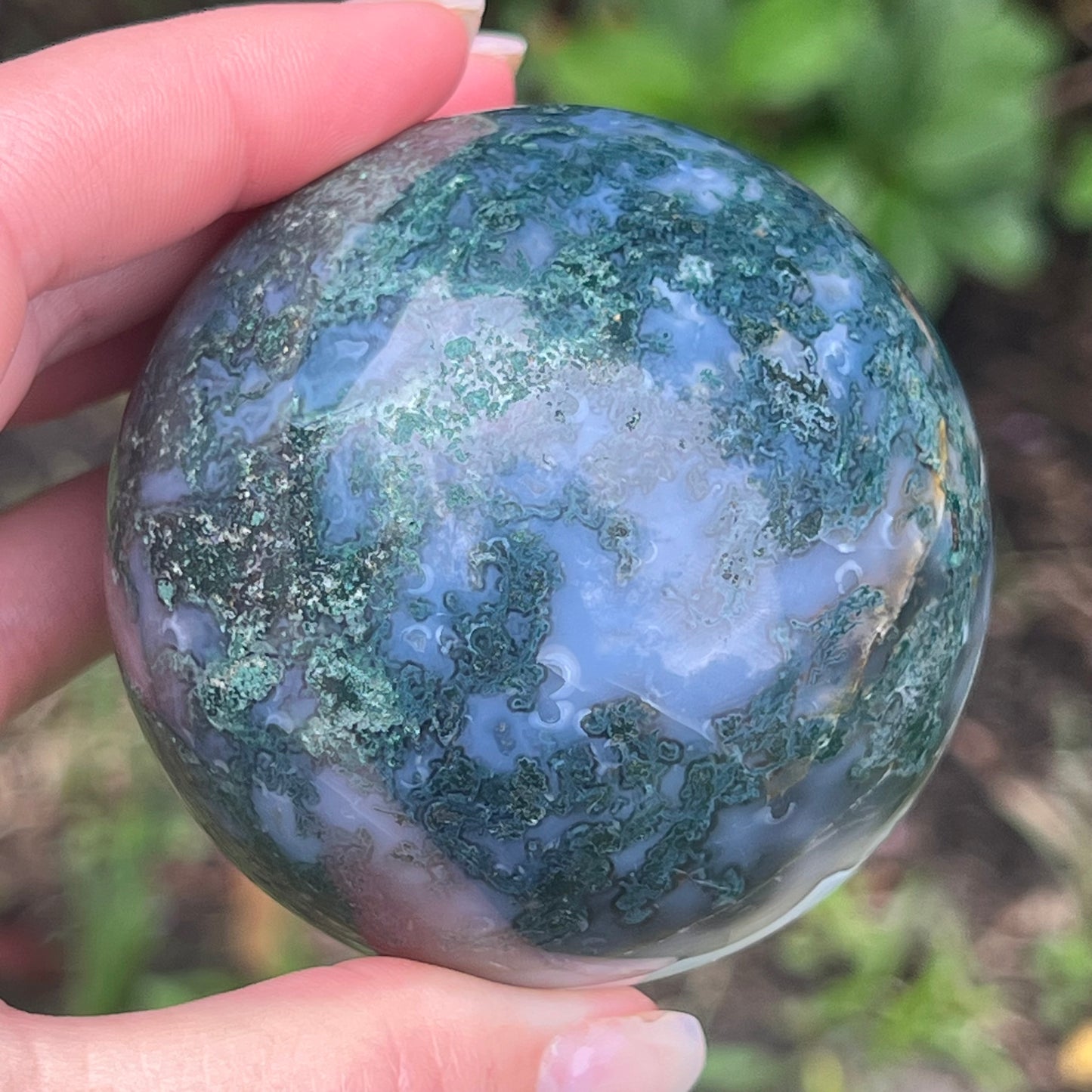 Moss Agate Crystal Sphere