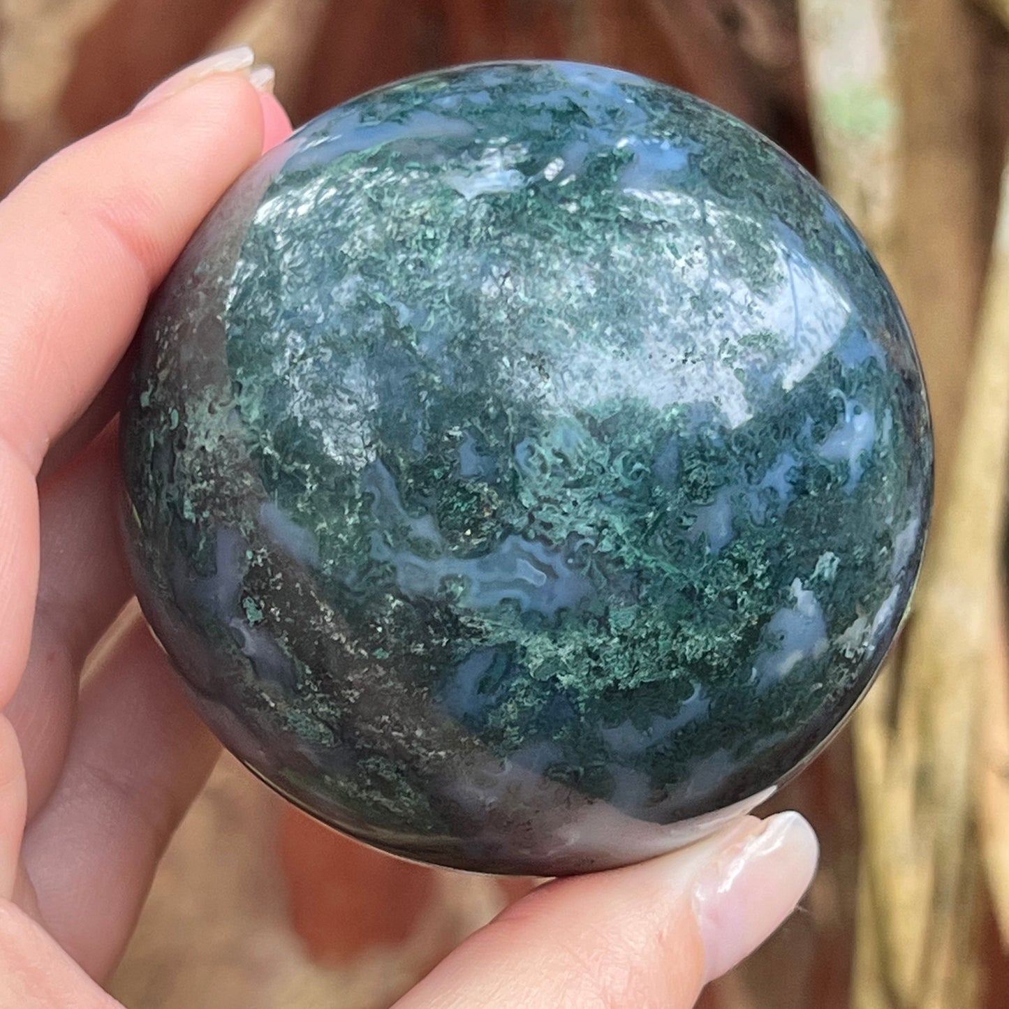 Moss Agate Crystal Sphere