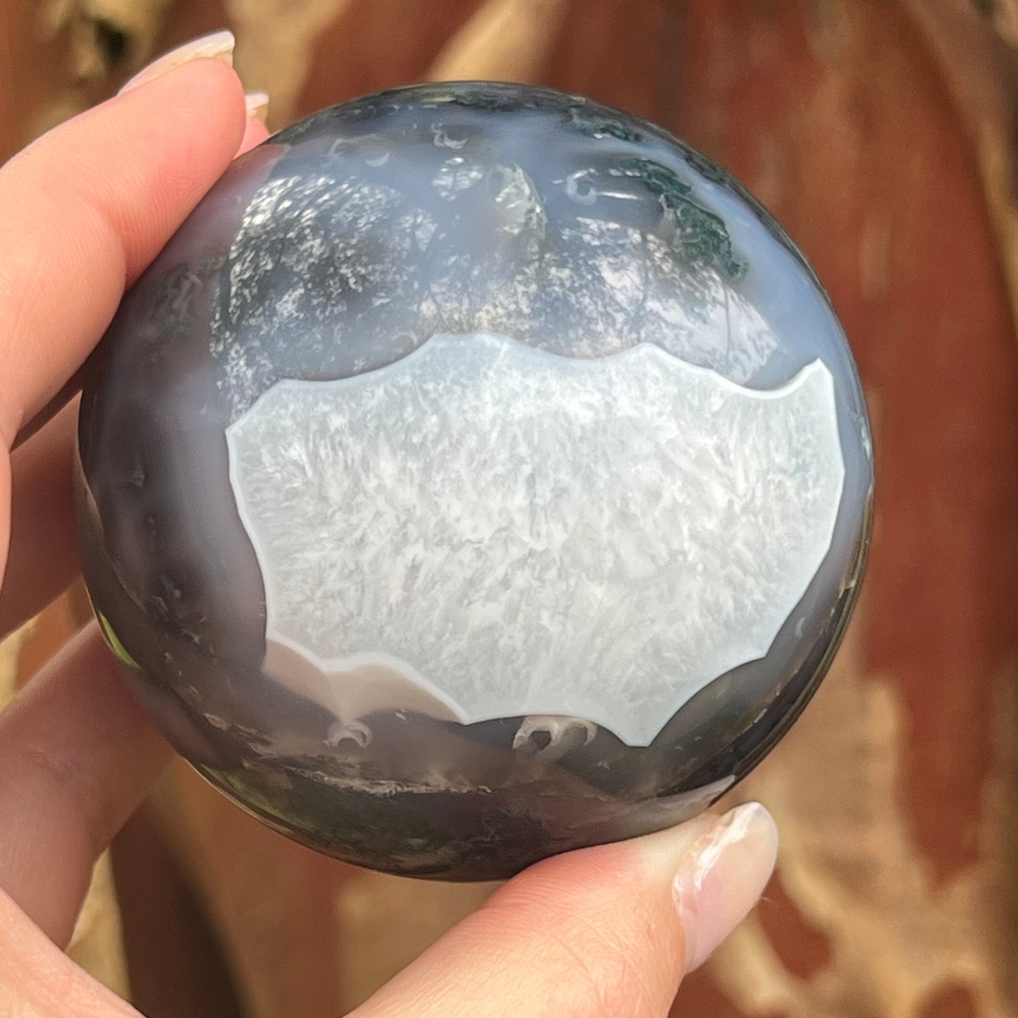 Moss Agate Crystal Sphere