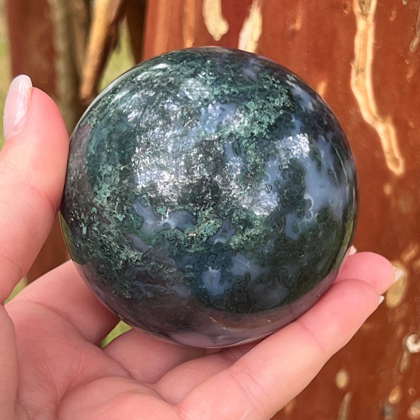 Moss Agate Crystal Sphere