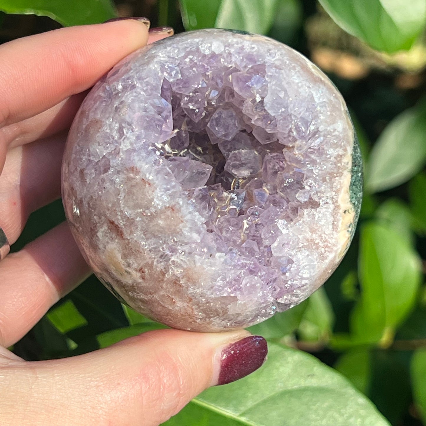 Pink Amethyst Crystal Sphere with Druzy