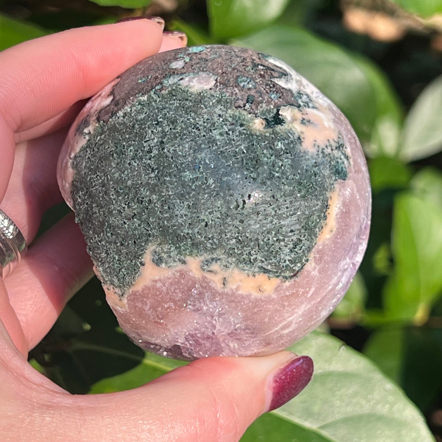 Pink Amethyst Crystal Sphere with Druzy